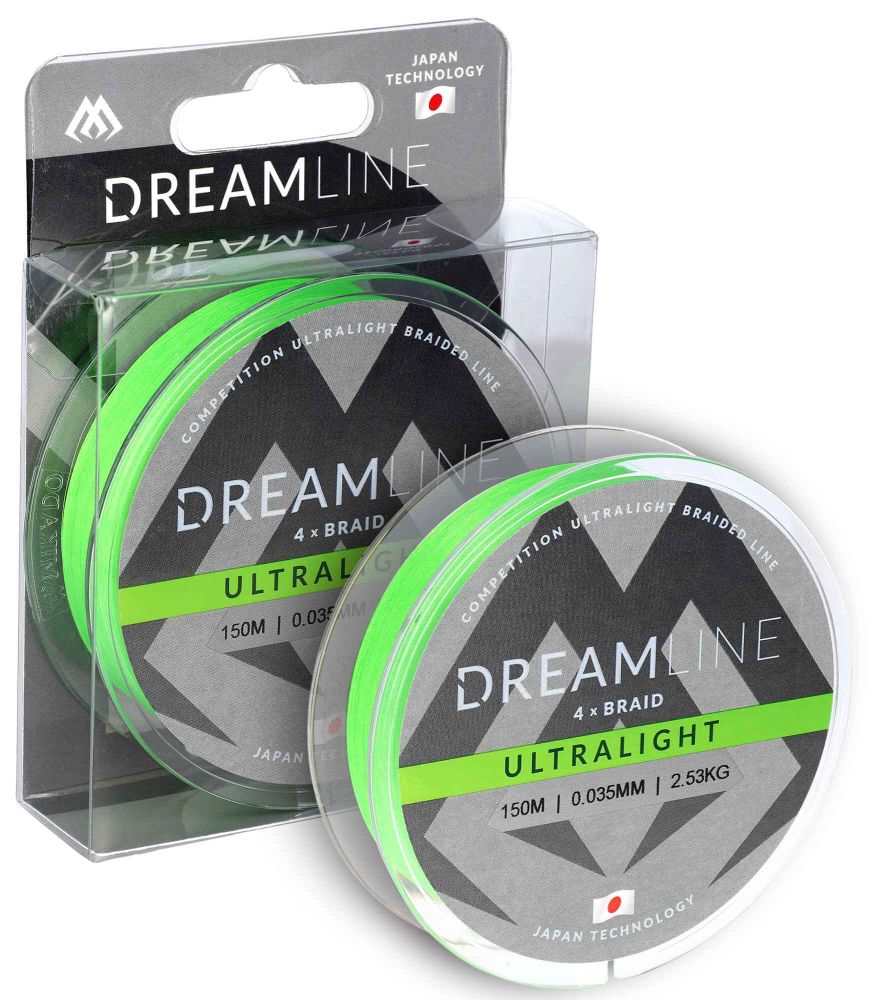 Mikado splietaná šnúra dreamline ultralight fluo zelená 150 m - 0,035 mm 2,53 kg