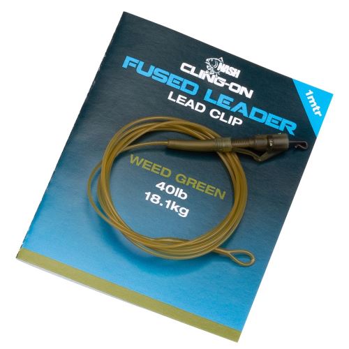 Nash Montáž Cling-On Fused Lead Clip Leader 40lb Wed 1 m