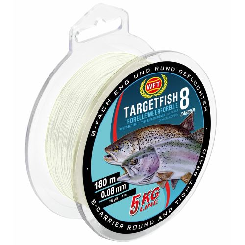 WFT Splietaná Šnúra Targetfish 8 Meerforelle Forelle Polopriehľadná