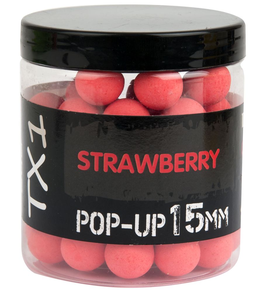 E-shop Shimano plávajúce boilie tx1 pop up strawberry fluoro red - 15 mm 80 g