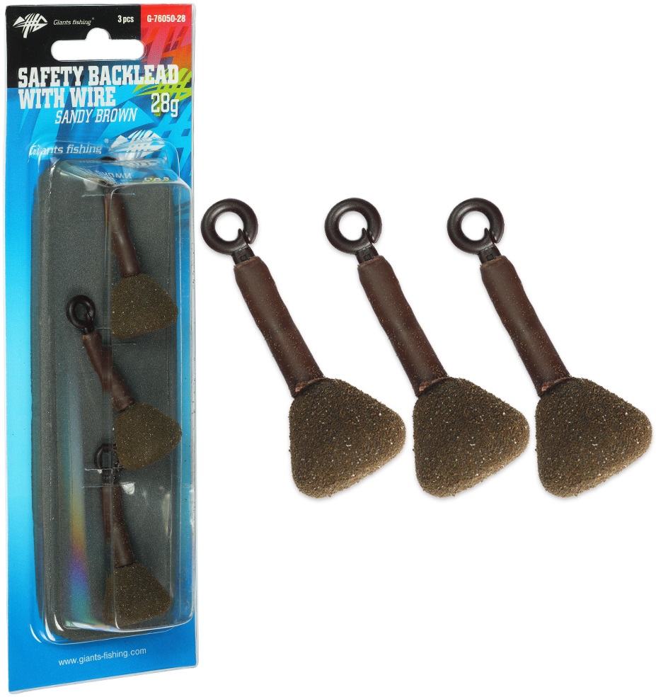 E-shop Giants fishing záťaž safety backlead with wire sandy brown 3 ks - 28 g