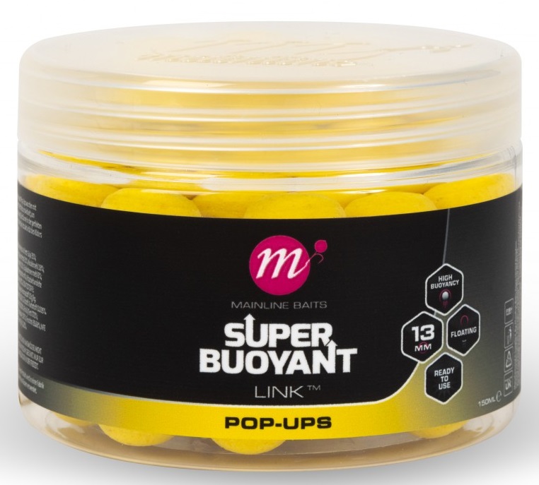 Mainline plávajúce boilie super buoyant pop-ups link 150 ml 13 mm - yellow