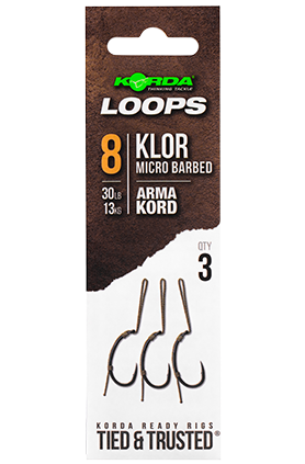 Korda hotové montáže loop rigs klor - háčik 8 nosnosť 30 lb