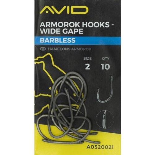 Avid Carp Háčiky Armorok Hooks Wide Gape Barbless