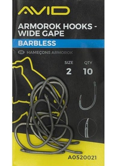 Avid carp háčiky armorok hooks wide gape barbless - 8