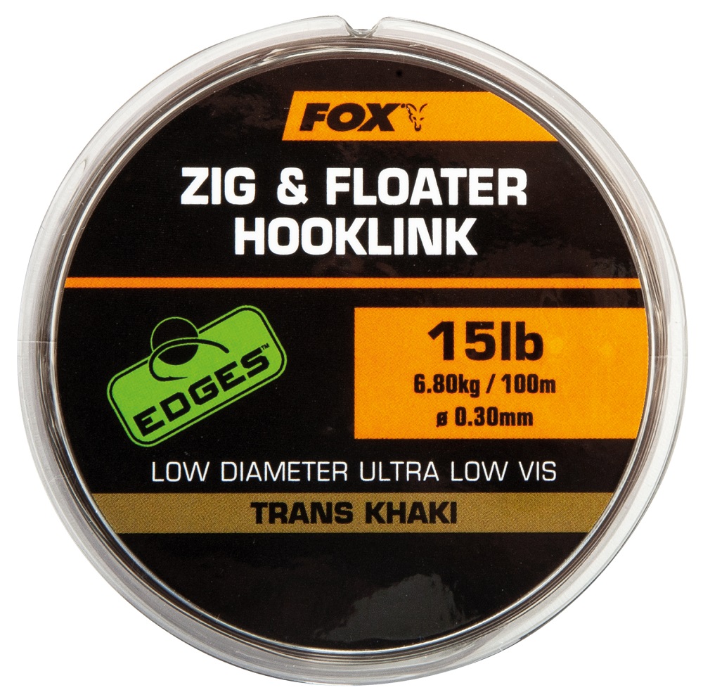 Fox edges zig & floater hooklink trans khaki 100 m-priemer 0,26 mm / nosnosť 4,53 kg