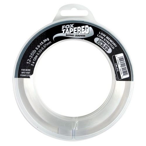 Fox Vlasec Šokový Tapered Leader Clear 3x12 m - Priemer 0,39-0,66 mm / Nosnosť 15-45 lb