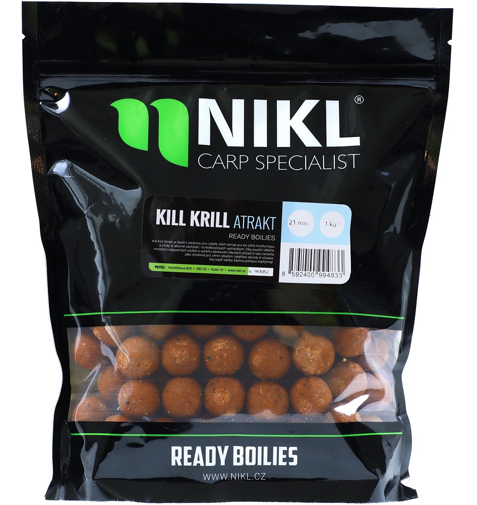 Nikl hotové boilie kill krill atrakt - 1 kg 20 mm