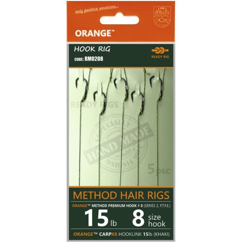 Life Orange Nadväzce Method Hair Rigs S2 15 lb 5 ks - 8