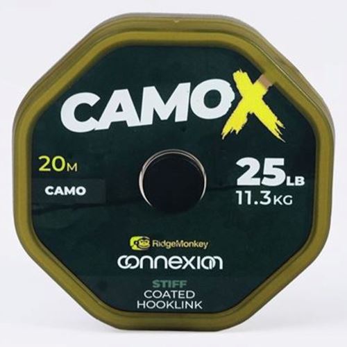 RidgeMonkey Náväzcová Šnúrka Connexion CamoX Stiff Coated Hooklink 20 m