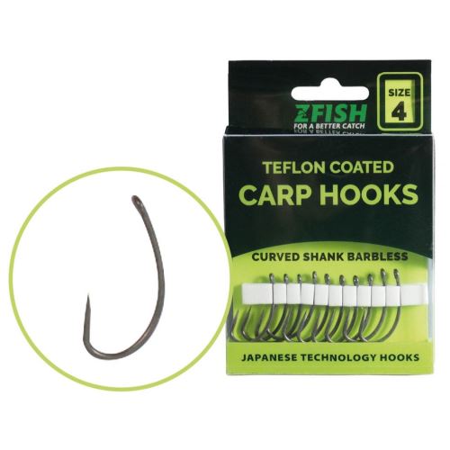 Zfish Teflonové Háčiky Curved Shank Barbless 10 ks