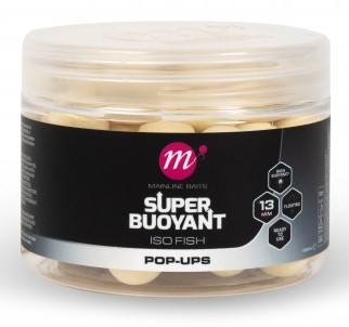 Mainline plávajúce boilie super buoyant pop-ups iso fish 13 mm - white