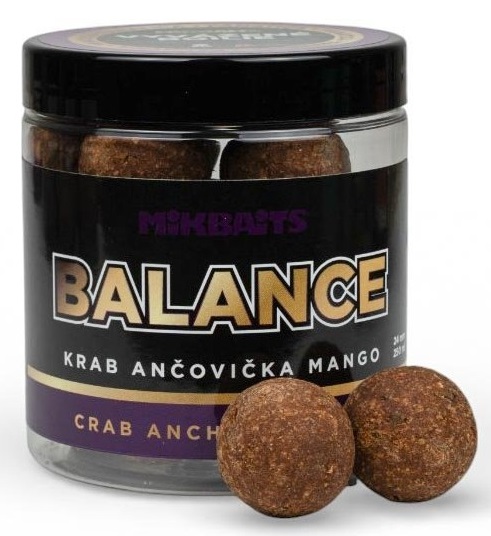 E-shop Mikbaits vyvážené boilie balance fanatica krab ančovička mango 250 ml - 24 mm
