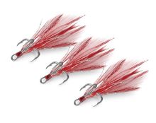 Delphin Trojháčik Bird Hook Triple Červené Pierka 3 ks (1)