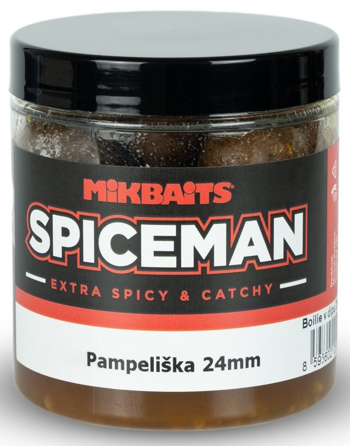 Mikbaits boilie v dipe spiceman pampeliška 250 ml - 24 mm