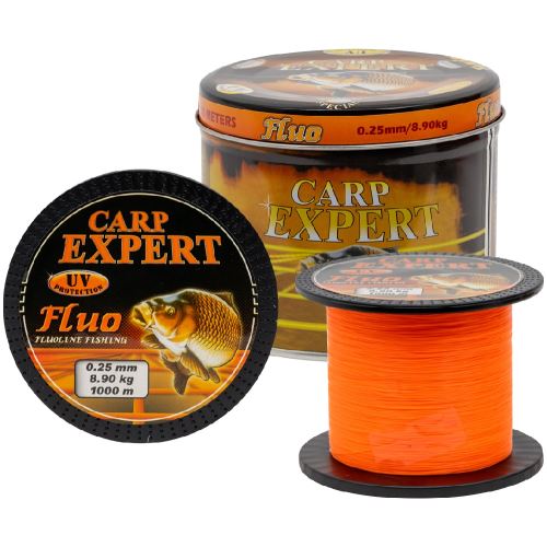 Carp Expert Vlasec V Plechovej Dóze UV Fluo Oranžový 1000 m