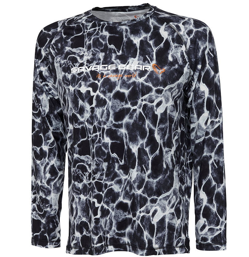 Prologic tričko  night uv long sleeve t shirt black waterprint - m