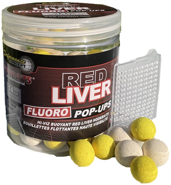 Starbaits plávajúce boilie bright fluo red liver 50 g - 14 mm