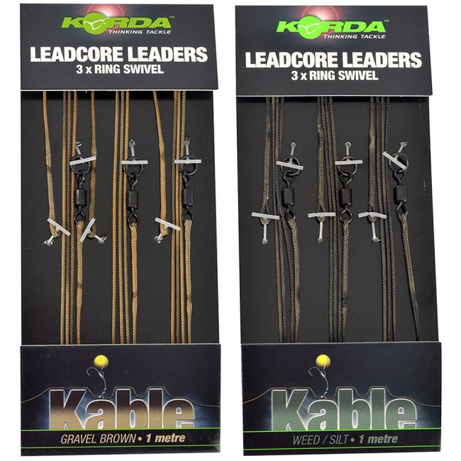 E-shop Korda olovená montáž ring swivel leadcore leader 3ks-gravel
