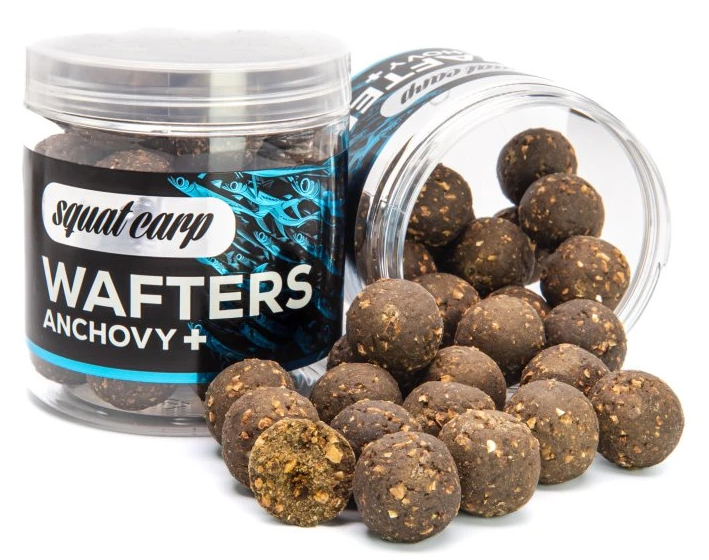 Squat carp vyvážené boilies wafters anchovy+ - 150 g 20 mm