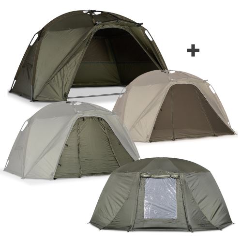 Nash Bivak Titan Hide Pro + Moskytiérový Predný Panel Mozzi Infill+ Nepremokavý Predný Panel Waterproof Infill + Zimný Prikrývka Overwrap