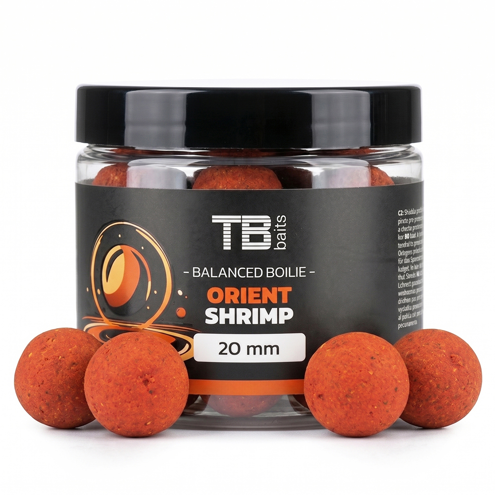 Tb baits vyvážené boilie balanced + atraktor orient shrimp 100 g - 20 mm