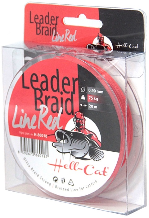 Hell-cat náväzcová šnúra leader braid line red 20 m-priemer 1,20 mm / nosnosť 100 kg