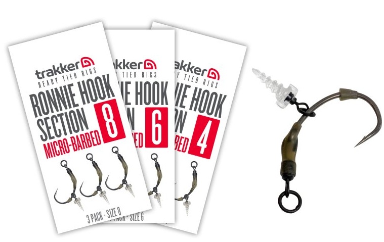 Trakker náväzce koncová časť ronnie hook section barbed 3 ks - veľkosť háčika 4