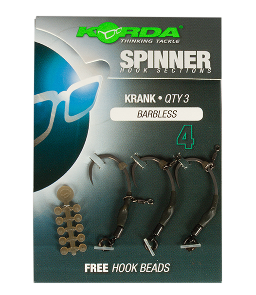 Korda háčiky spinner hook sections krank barbless-veľkosť 4