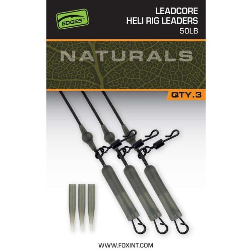 Fox Montáž Naturals Leadcore Heli Rig Leaders 75 cm 3 ks 50 lb