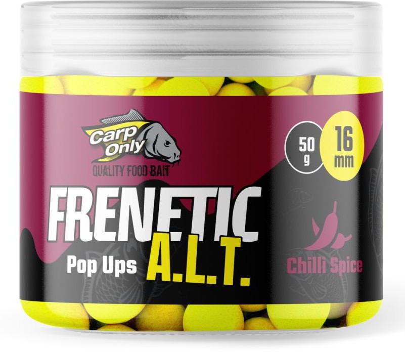 Carp only plávajúce boilies frenetic a.l.t. hi-visual pop ups 16 mm 50 g - chilli spice