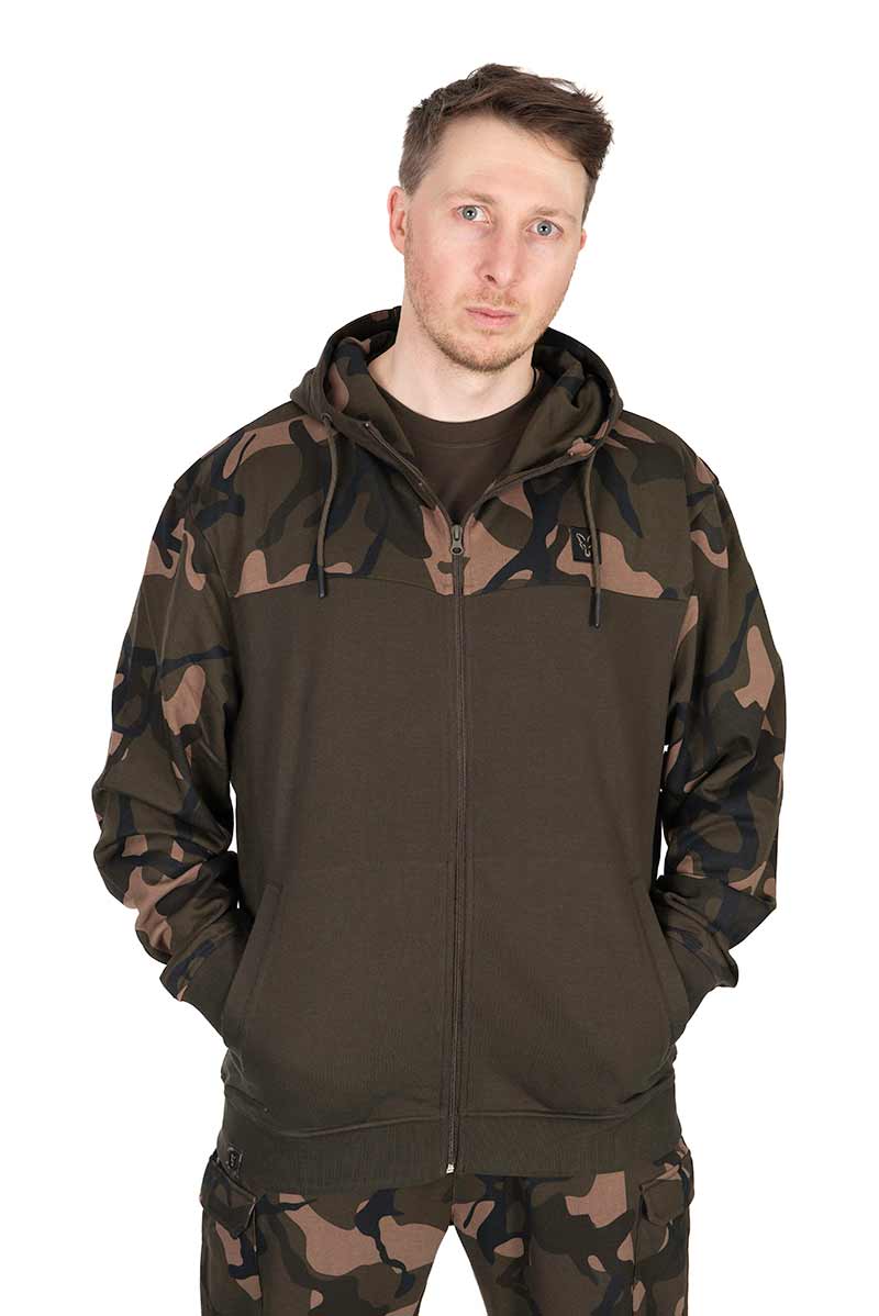 E-shop Fox mikina lw khaki camo split zip hoody - l