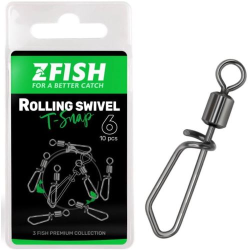 Zfish Obratlík s Karabínkou Rolling Swivel With T Snap 10 ks