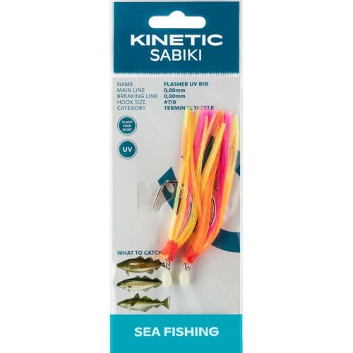 Kinetic Nadväzec Sabiki Flasher UV Orange Yellow Pink 150 cm 7/0