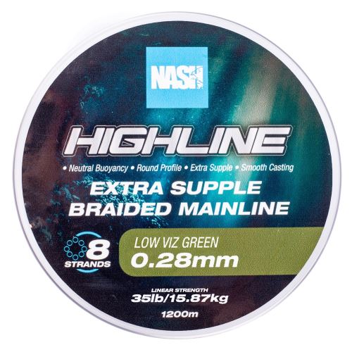 Nash Splietaná šnúra Highline Extra Supple Braid Green 1200 m