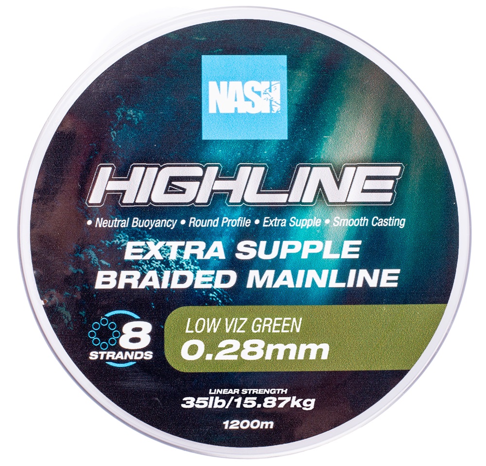 Nash splietaná šnúra highline extra supple braid green 1200 m - 0,28 mm 15,87 kg