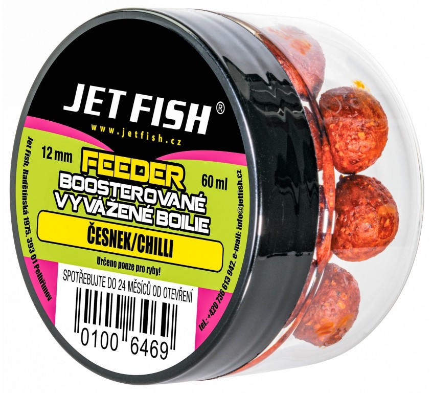 Jet fish boosterované vyvážené boilie 12 mm 60 ml - cesnak chilli