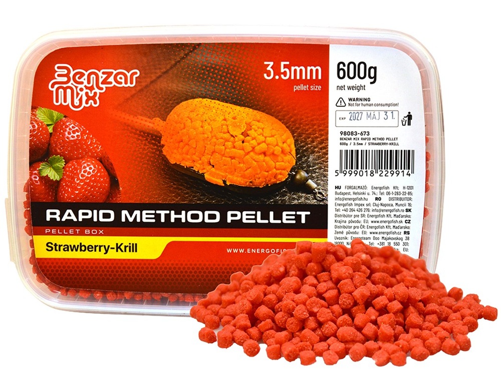 Benzar mix pelety rapid method pellet 3,5 mm 600 g - jahoda krill