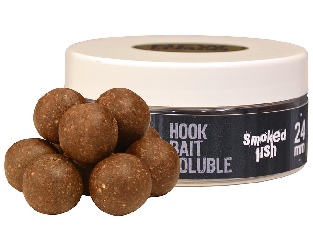 The one rozpustné boilies hook bait soluble black smoked fish 150 g - 24 mm