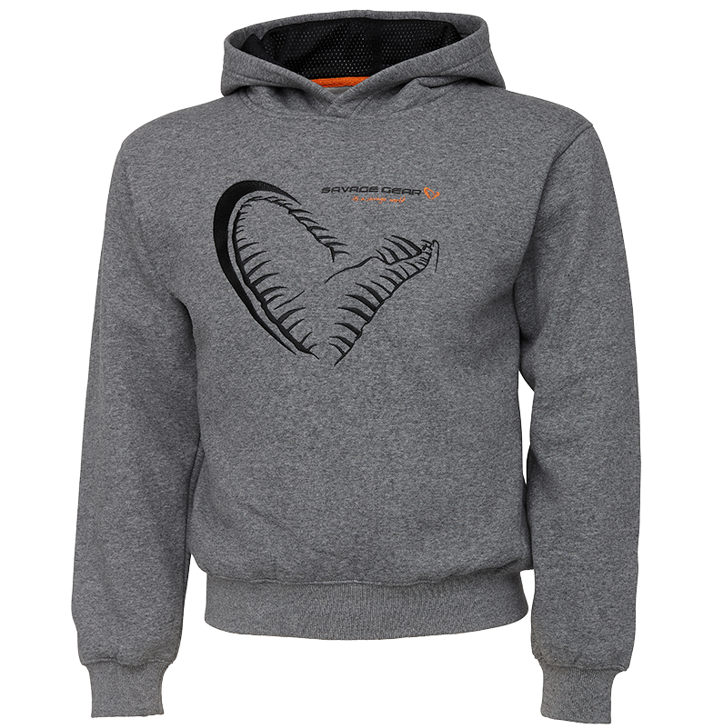 Savage gear mikina junior jaw hoodie grey melange - 10-12 rokov