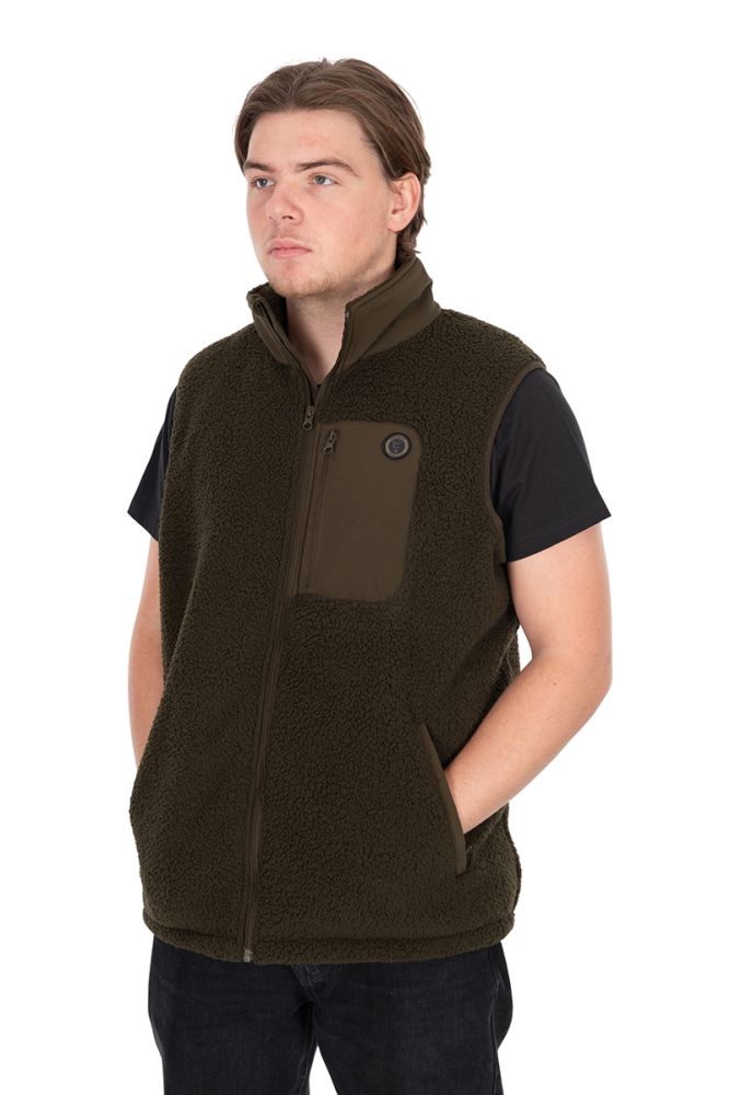 Fox vesta olive sherpa hybrid gilet - l