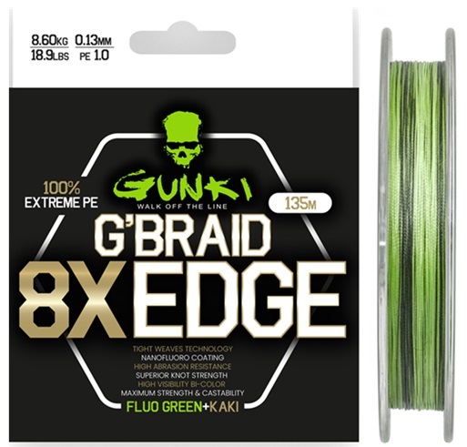 E-shop Gunki pletená šnúra g braid 8x edge 135 m - 0,23 mm 18 kg