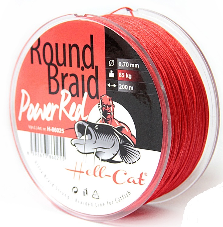 Hel- cat splietaná šnúra round braid power red 1000 m-priemer 0,70 mm / nosnosť 85 kg