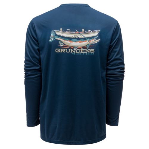 Grundéns Funkčné UV Tričko Drift Boat LS Tech Tee Blue Abyss