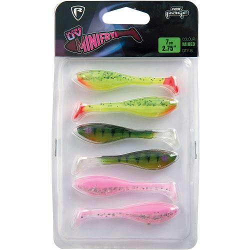 Fox Rage Gumová Nástraha UV Mini Fry Mixed Colour Pack 7 cm 6 ks