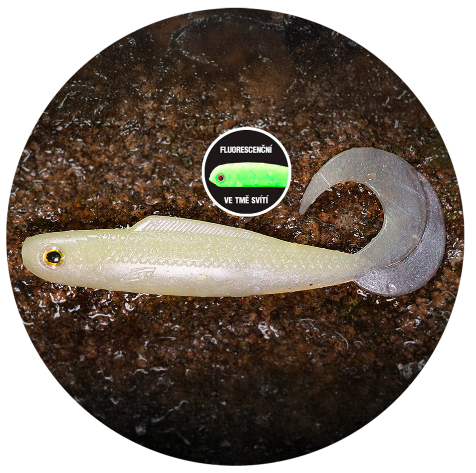 E-shop Redbass gumová nástraha twister kixter lemon uv glow - l 100 mm