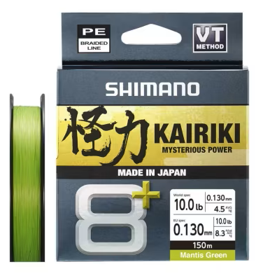 Shimano splietaná šnúra line kairiki 8+ mantis green 300 m - 0,19 mm 12,8 kg