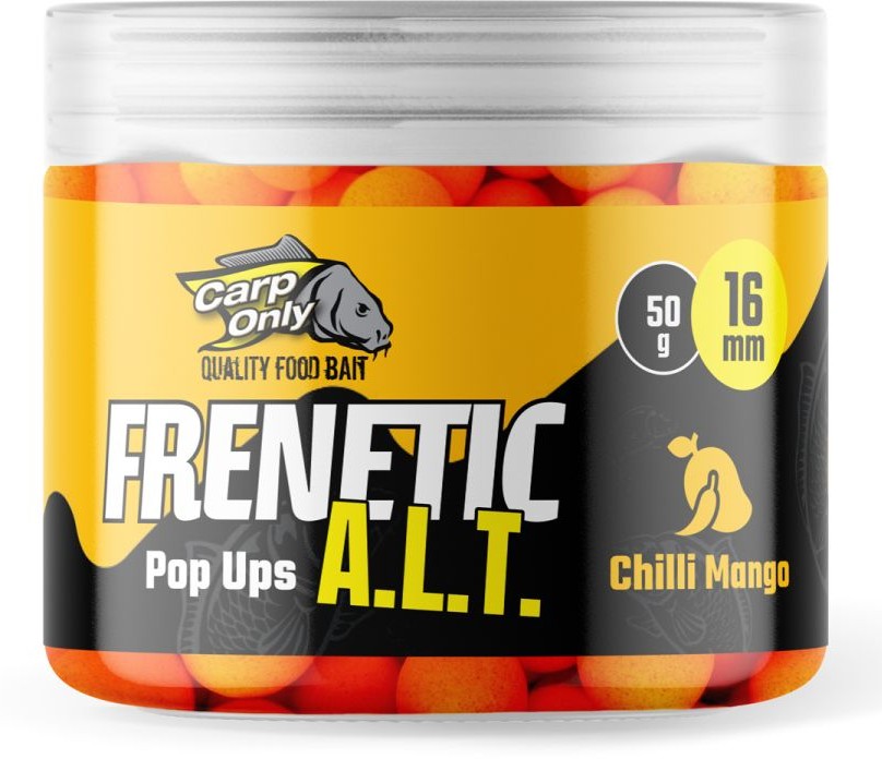 Carp only plávajúce boilies frenetic a.l.t. hi-visual pop ups 16 mm 50 g - chilli mango