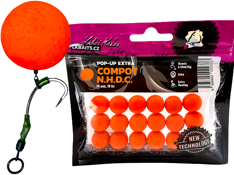 Lk baits plávajúce boilie pop-up extra compot n.h.d.c - 18 mm 18 ks