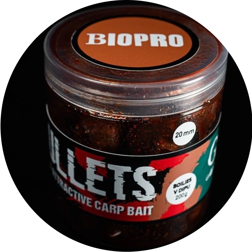 G.b.u. dipované boilies bullets biopro 200 g - 20 mm